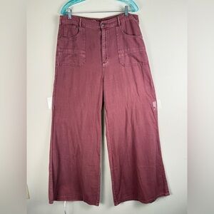 Pilcro The Jane High Rise Wide-Leg Pants Sz 32 Dusty Rose Boho Utility 70s Retro